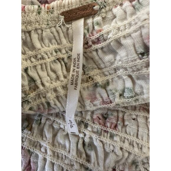 Free People Favorite Girl Top Romantic Floral Ruffle Smocked Boho Cottagecore Sm - Picture 13 of 16